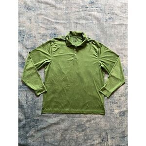 Walter Hagen Heathered Green Long Sleeve Golf Polo Large